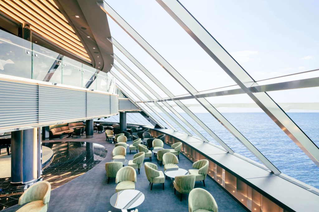 MSC Yacht Club Top Sail Lounge panoramic ocean views