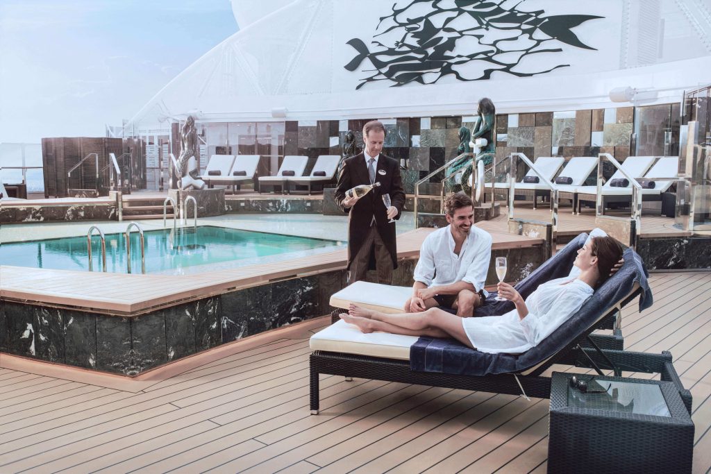 Private sundeck butler service with champagne on MSC cruise
