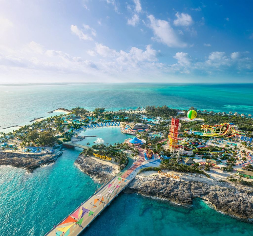 Perfect Day at CocoCay aerial view Royal Caribbean private island Bahamas