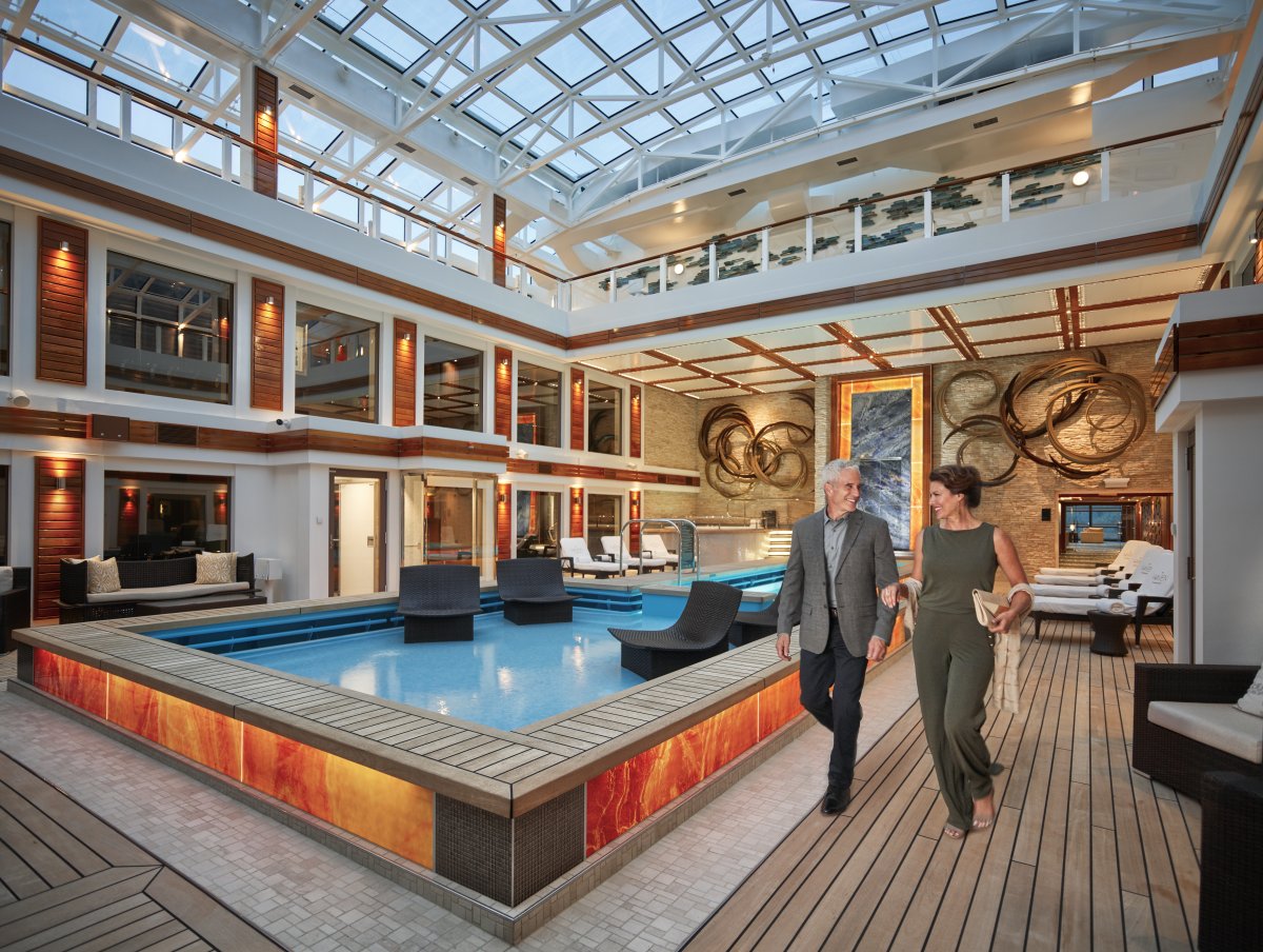The Haven by Norwegian indoor solarium pool luxury cruise suite