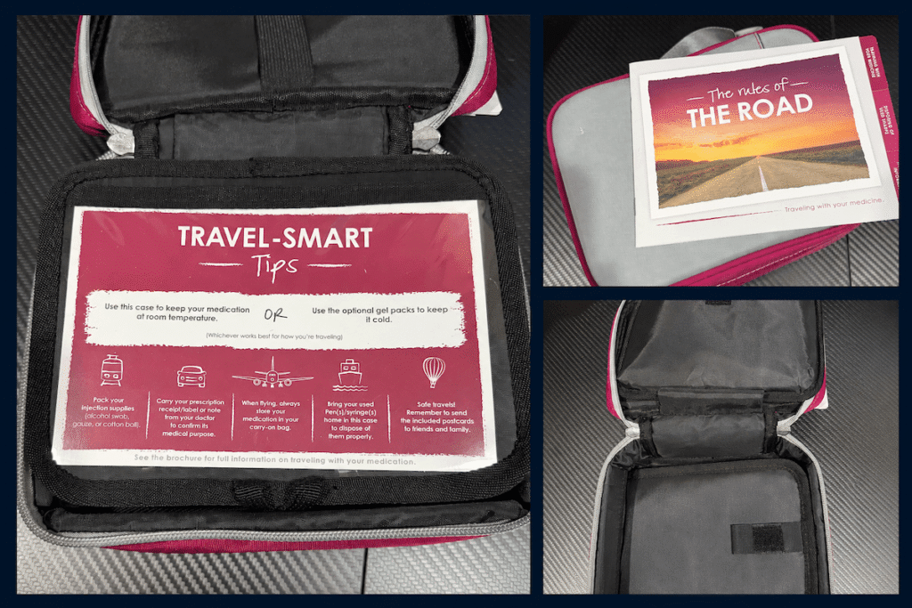 AbbVie travel case for medication with Travel-Smart Tips card