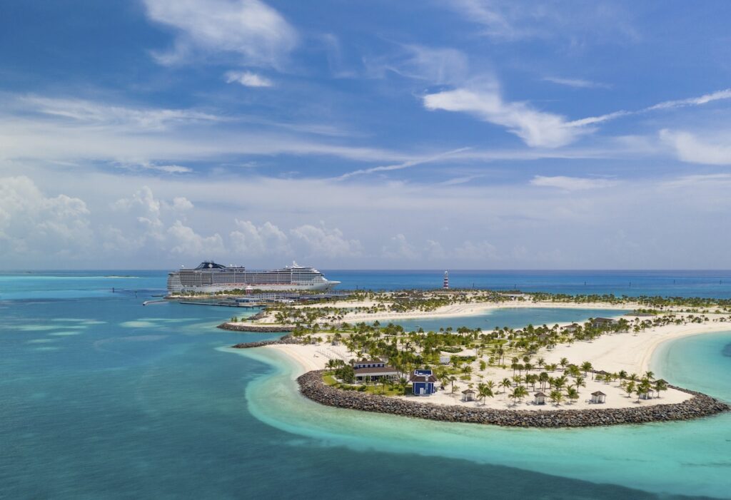  MSC ship docked directly at the Ocean Cay Marine Reserve pier