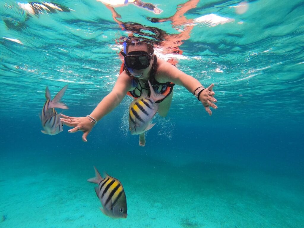 Snorkeling on an independent shore excursion in the Caribbean