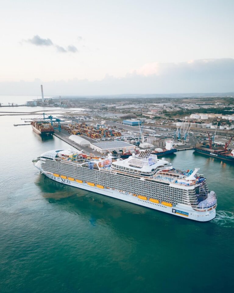 Cruise ship docked at port — bringing medication on a cruise