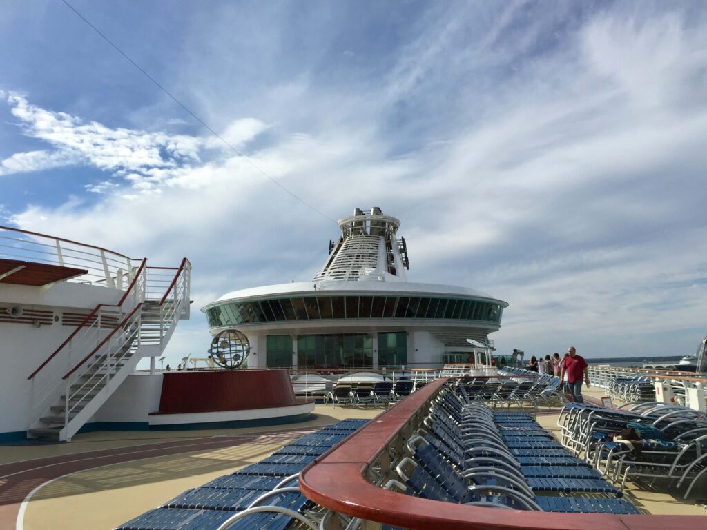 Sun deck loungers where slips and falls are most common