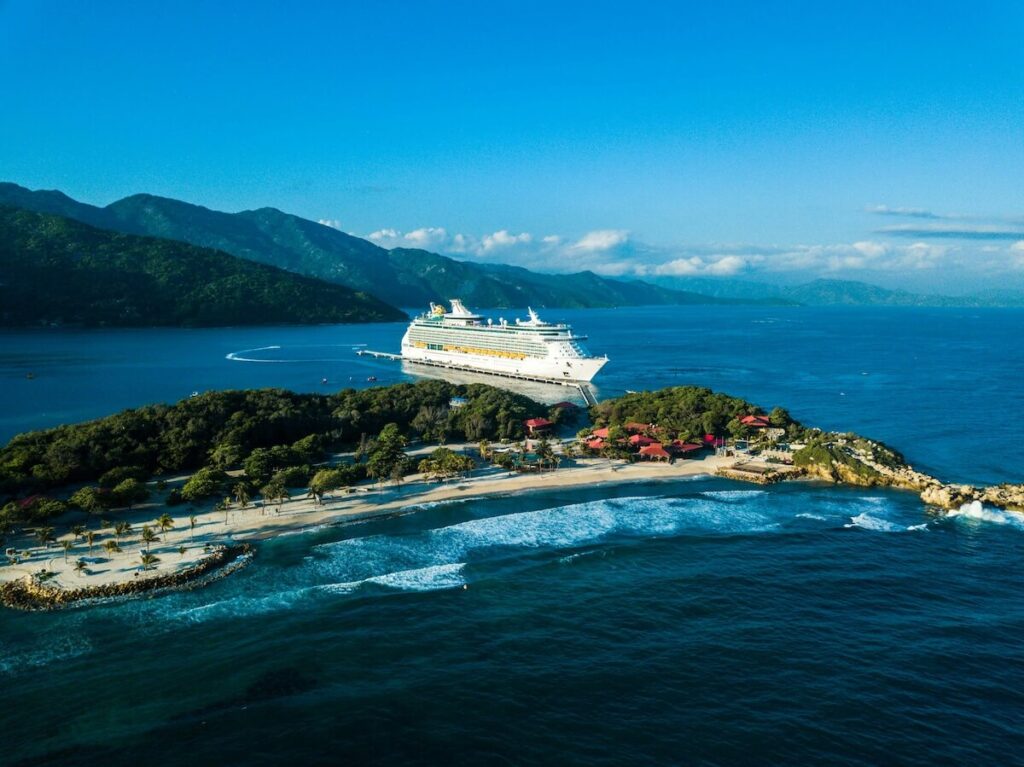 Cruise ship docked at port, representing the terminal-to-ship transition covered under the ADA